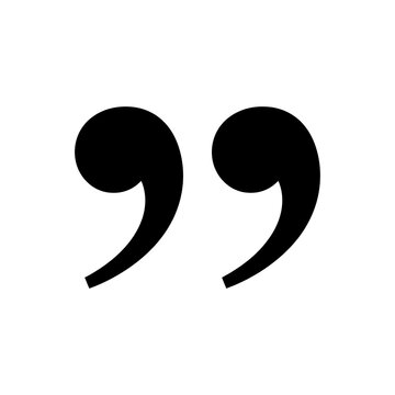 Black quotation marks vector icon, quote symbol graphic