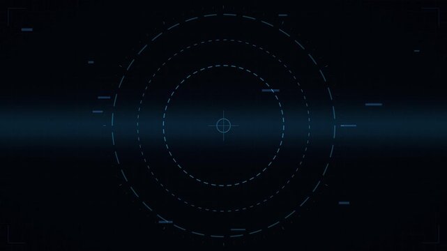 Futuristic blue radar interface displaying concentric circles with glowing digital elements floating in dark cyberspace during deep digital scanning process