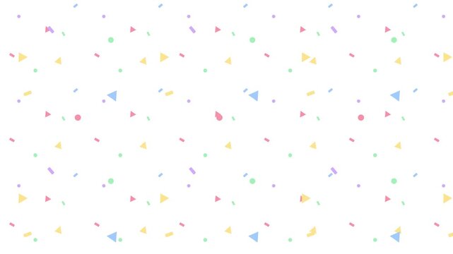 Pastel Confetti Particles Animation Background, Colorful Geometric Shapes Falling on White Backdrop, Festive Party Celebration Motion Graphic