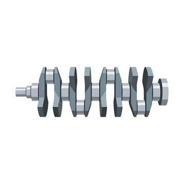 Vector Illustration of a Metal Engine Crankshaft Isolated on White Background.