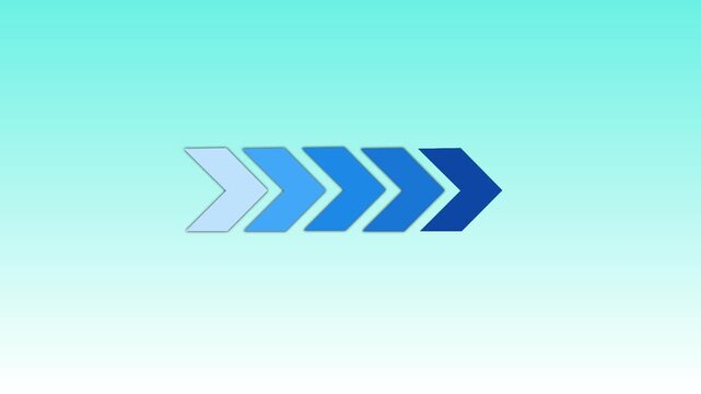 Animated Blue Directional Arrow Sequence Overlay with Transparent Background