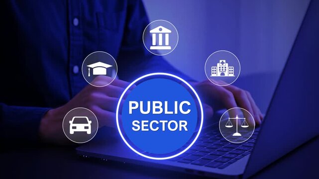 Public sector concept. government, education, health, municipal service, provide people infrastructure.
