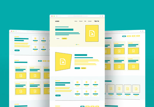 Modern Website Landing Page Wireframe UI Template