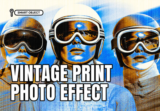 Vintage Print Photo Effect Template