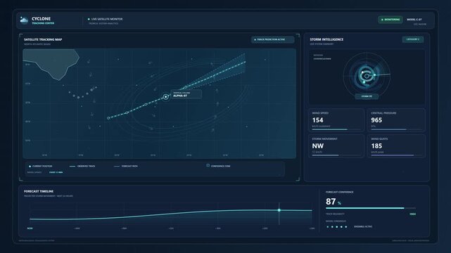 Futuristic digital hud dashboard displaying technical data and maps