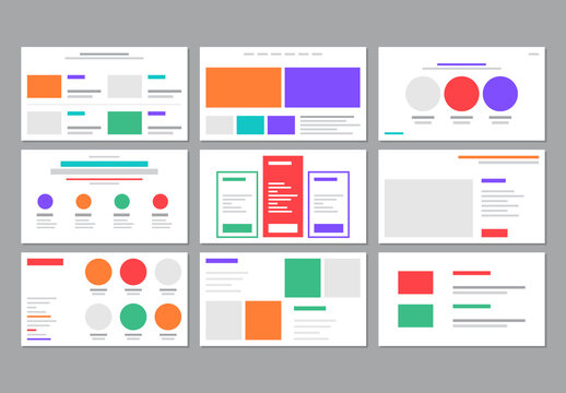 Landing Page Set Wireframe Templates with Modern Website Layouts