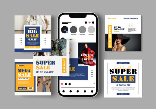 Fashion Sale Social Media Post Layout Set