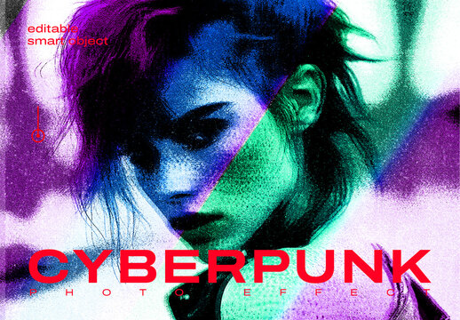 Cyber Punk Grunge Gradient Photo Effect
