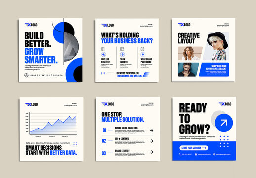 Modern Business Growth Strategy Social Media Carousel Template
