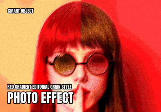 Red Gradient Grain Photo Effect Layout