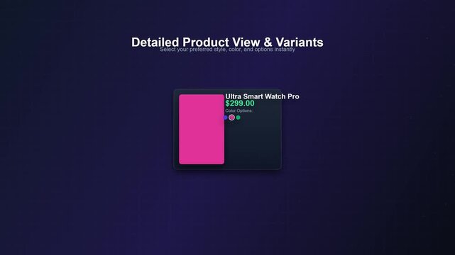 Smart shopping catalog browsing and seamless cart integration interface animation