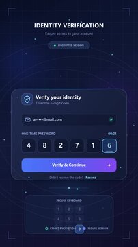 Identity verification screen displaying one time password entry