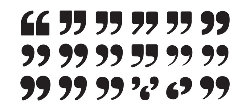 Elegant black quotation marks and comma icons for professional document formatting and digital media.