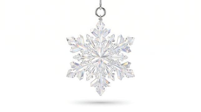 Crystal snowflake ornament isolated on white background
