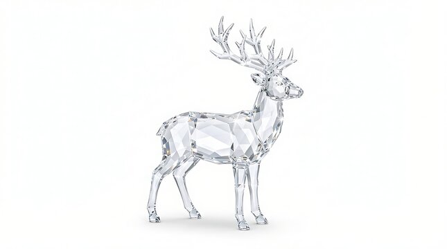 Crystal deer figurine isolated on white background