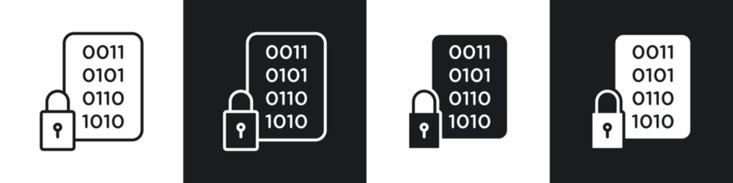 Binary Lock icon flat outline in black