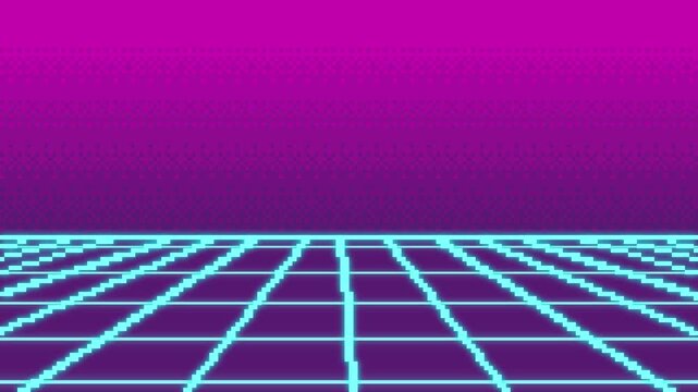 ドット絵のサイバーパンクな背景素材,