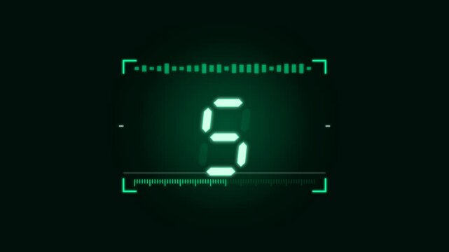 Emerald seven-segment display HUD countdown with flip digits