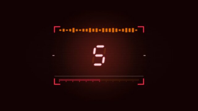 Crimson seven-segment display HUD countdown with tracking digits