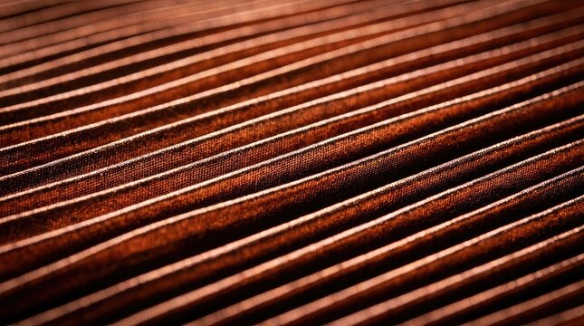 Abstract background featuring a close up view of dark brown parallel wooden slats with soft dramatic lighting