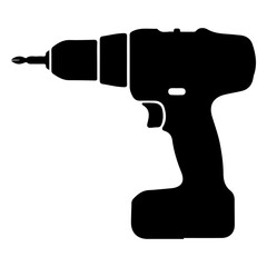 Cordless electric power drill silhouette for construction and home improvement use. © Humayun