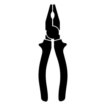 Black combination pliers icon silhouette isolated on transparent background design.