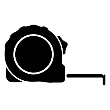 Retractable tape measure silhouette icon for precise measurement and construction.