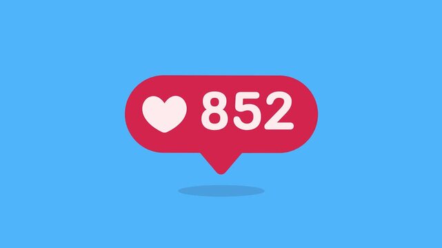 Modern digital social media notification bubble with heart icon and 288 likes on a clear blue