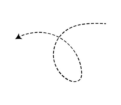 Black Dashed Looping Swirl Arrow Element