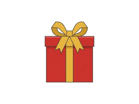 Red gift box with golden ribbon illustration for celebration design