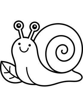 A cartoon snail with a spiraled shell is depicted as a black silhouette