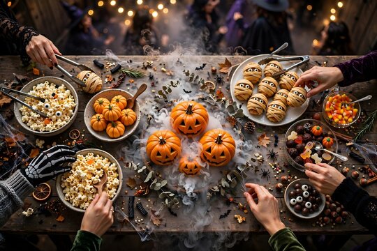Snack Table in Full Swing Overhead