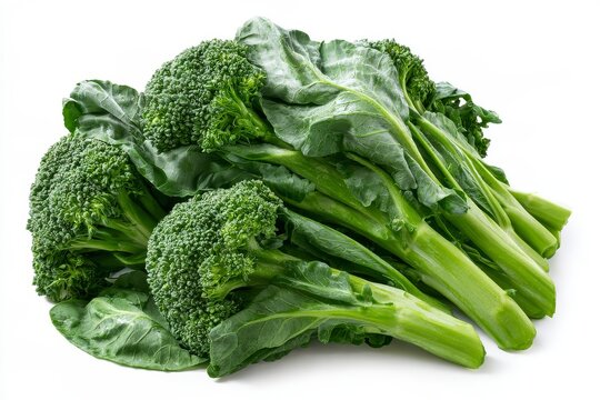Close view of fresh broccolini bunch on a simple tabletop