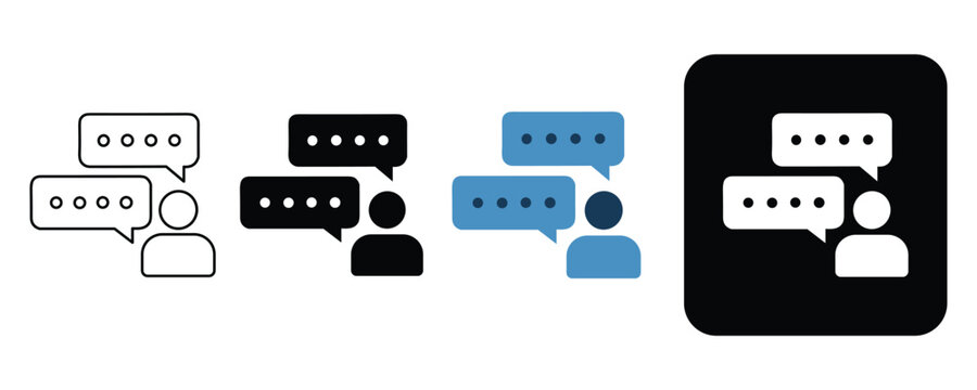 Professional user chat icon set for online communication and digital support interfaces.
