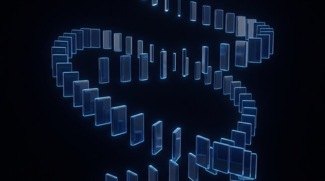 Illuminated dominoes forming dollar sign on dark studio background