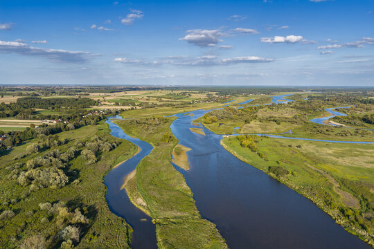 Landscapes of Poland: the Bug River flowing through the Masovia region.
