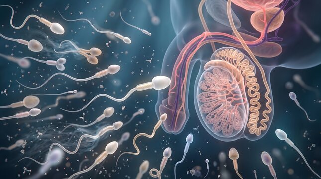 Human Sperm Cells Approaching an Oocyte During Fertilization