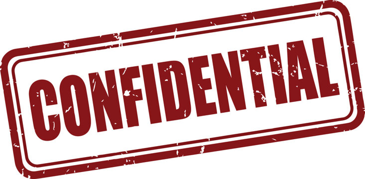 Confidential stamp red distressed rubber text on white background