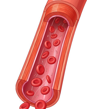 3D Healthy Blood Vessels in Human Body &ndash; Cardiovascular Health and Circulatory System Medical Vector Illustration 