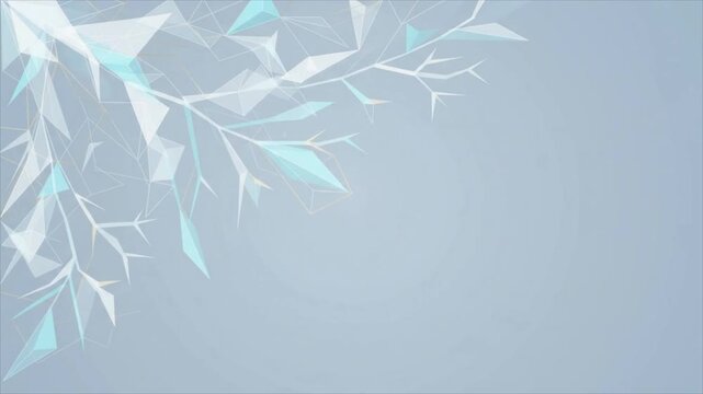 Abstract crystalline pattern expanding with geometric shards on light blue background motion
