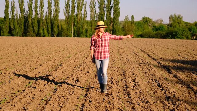 Farmer in the field. Selective focus.