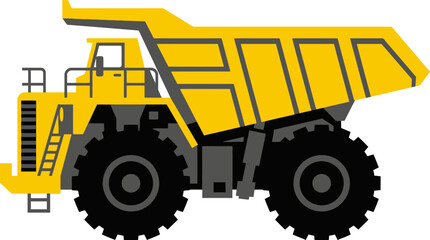 Heavy-duty yellow mining dump truck icon for industrial earthmoving and construction projects © Hanny