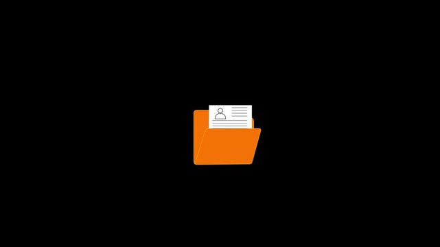 Orange folder icon with a user profile document on a black background.