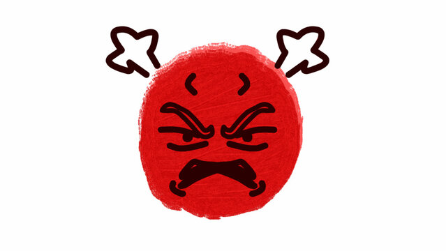 Angry Red Emoji Vector Illustration with Mad Facial Expression and Steam Icon