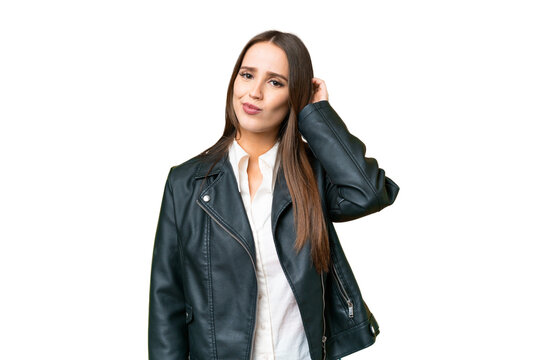 Young beautiful woman over isolated chroma key background having doubts