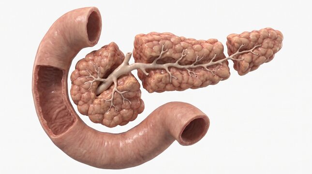 Exploded View Of - 3D illustration of Exploded View Of Human Pancreas
