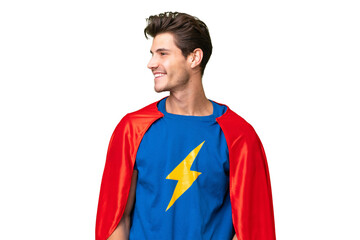 Super Hero caucasian man over isolated background looking side © luismolinero