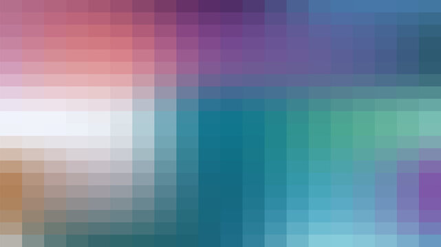 Abstract pixelated background, with a soft, gradient transition of, purple, blue, and, green tones