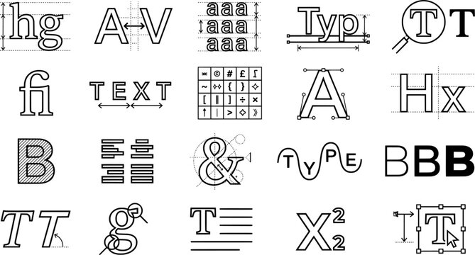 Typography Font Control Icon Set