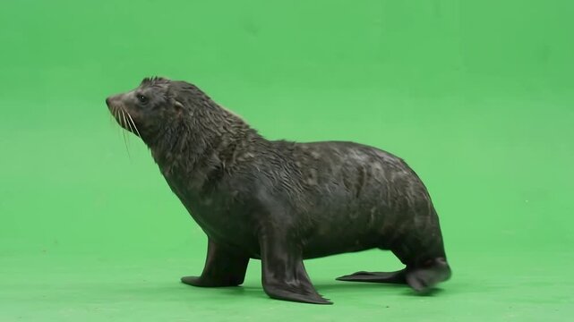 Antarctic Fur Seal Rapid, loping trot on all four flippers in place, with bouncy shoulder and hip movements, shaking whiskers, and defensive:alert head tosses.